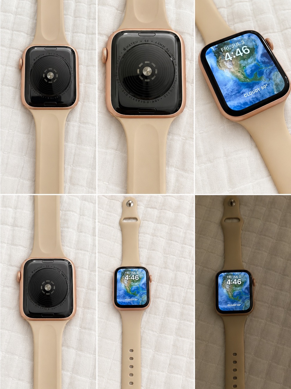 Apple Watch SE Gold Case with Cream Beige Sport Band Great condition